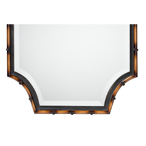 Baxton Studio Lieven Rustic Glam and Luxe Two-Tone Light Brown and Black Finished Metal Accent Wall Mirror