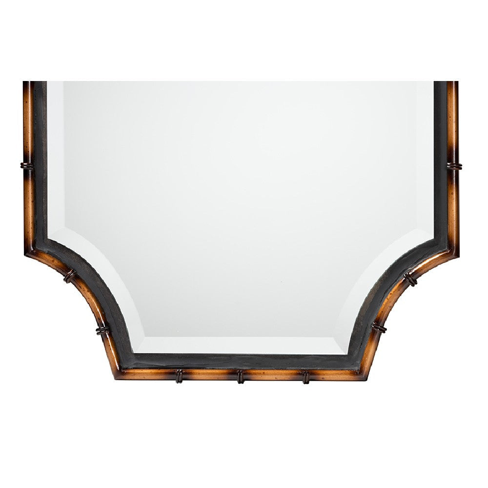 Baxton Studio Lieven Rustic Glam and Luxe Two-Tone Light Brown and Black Finished Metal Accent Wall Mirror