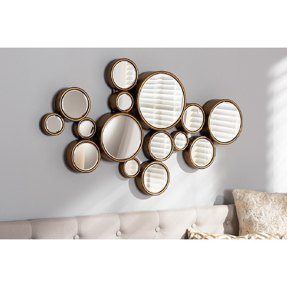 Baxton Studio Cassiopeia Modern and Contemporary Antique Gold Finished Bubble Accent Wall Mirror WHI-RXW-5404