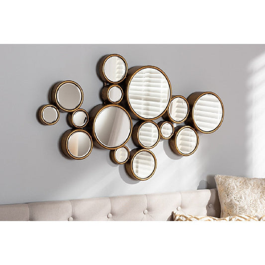 Baxton Studio Cassiopeia Modern and Contemporary Antique Gold Finished Bubble Accent Wall Mirror