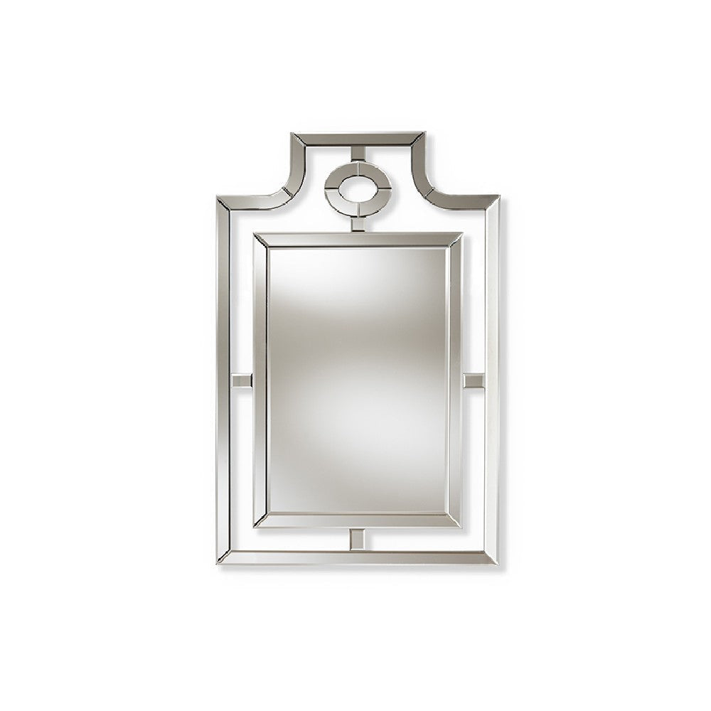 Baxton Studio Iria Modern and Contemporary Silver Finished Pagoda Wall Accent Mirror WHI-RXW-5949
