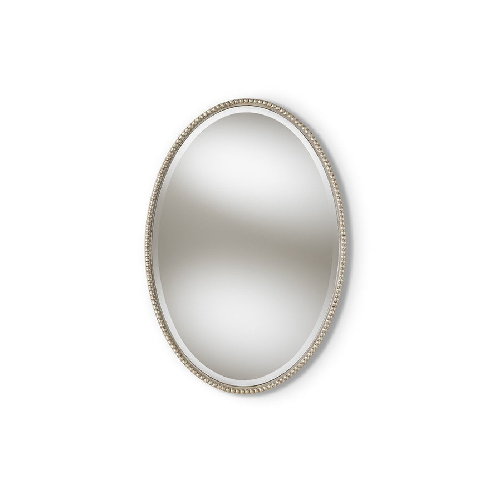 Baxton Studio Graca Modern and Contemporary Antique Silver Finished Oval Accent Wall Mirror WHI-RXW-6156