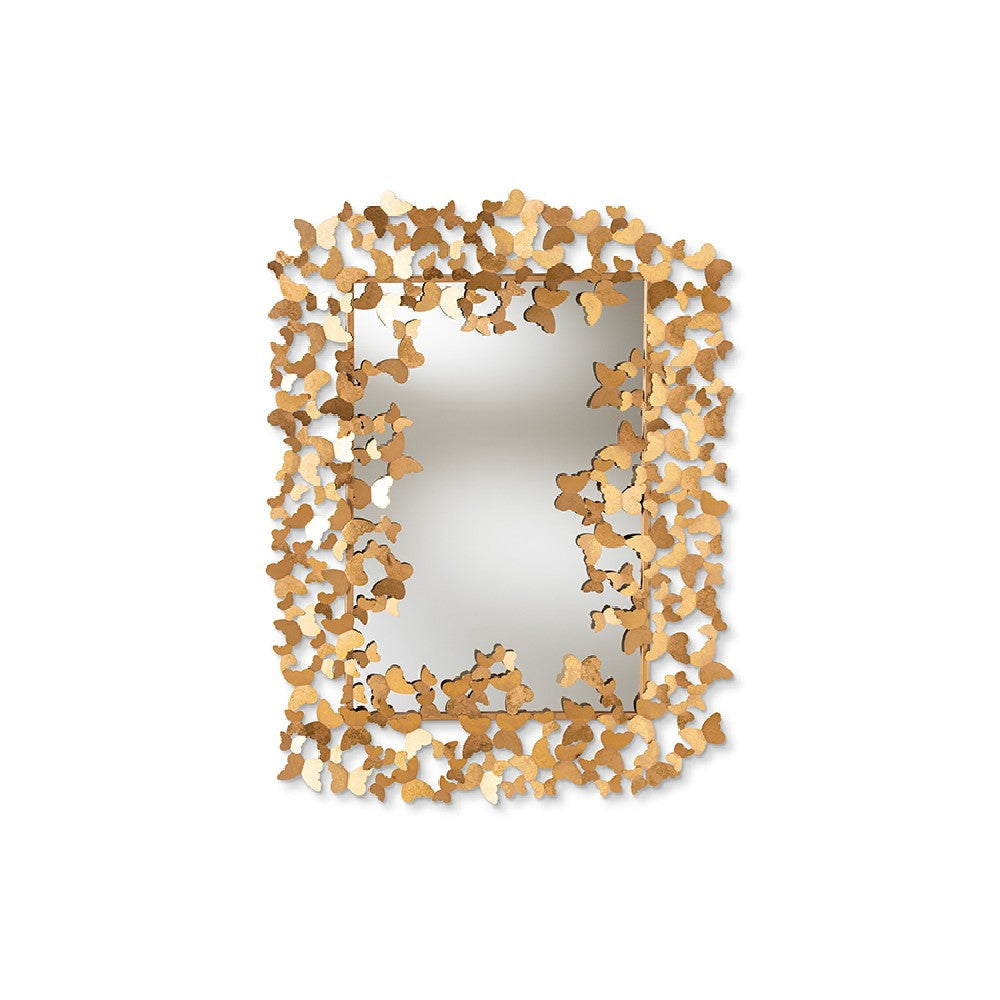 Baxton Studio Idalia Modern and Contemporary Antique Gold Finished Butterfly Accent Wall Mirror WHI-RXW-6160