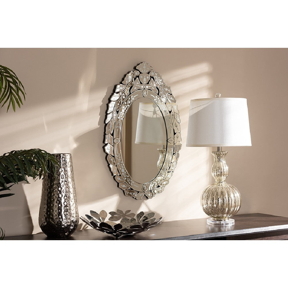 Baxton Studio Livia Classic and Traditional Silver Finished Venetian Style Accent Wall Mirror