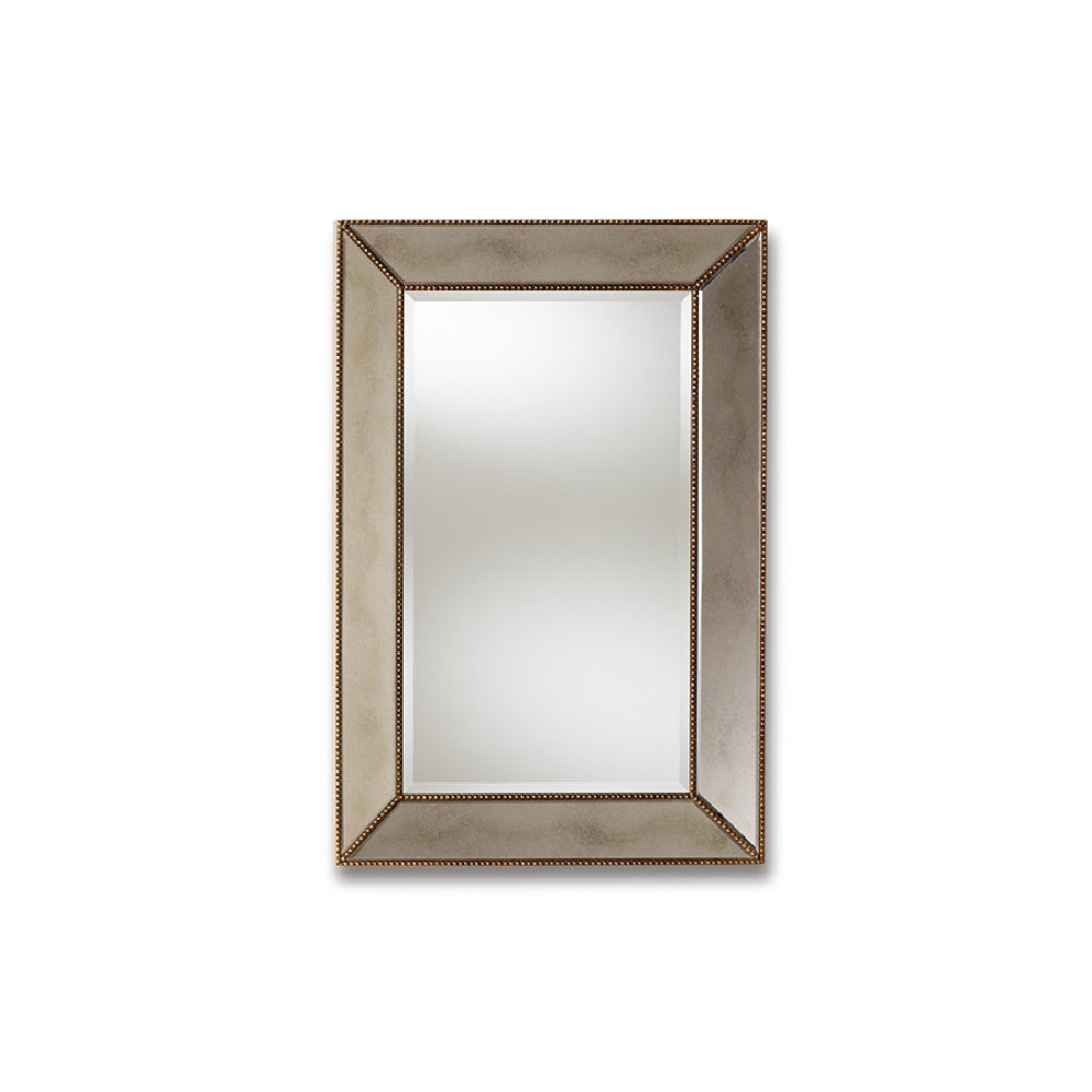 Baxton Studio Neva Modern and Contemporary Antique Gold Finished Rectangular Accent Wall Mirror WHI-RXW-6177