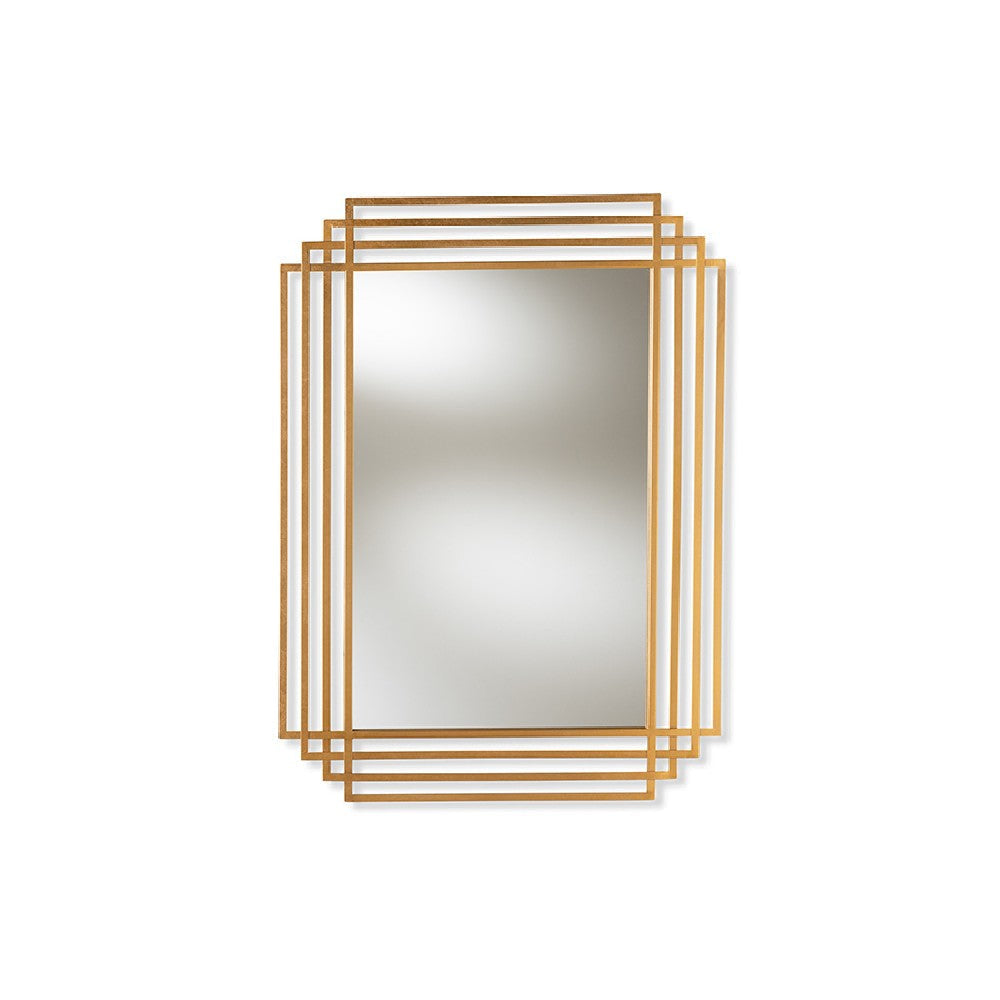 Baxton Studio Kalinda Art Deco Antique Gold Finished Rectangular Accent Wall Mirror WHI-RXW-6233