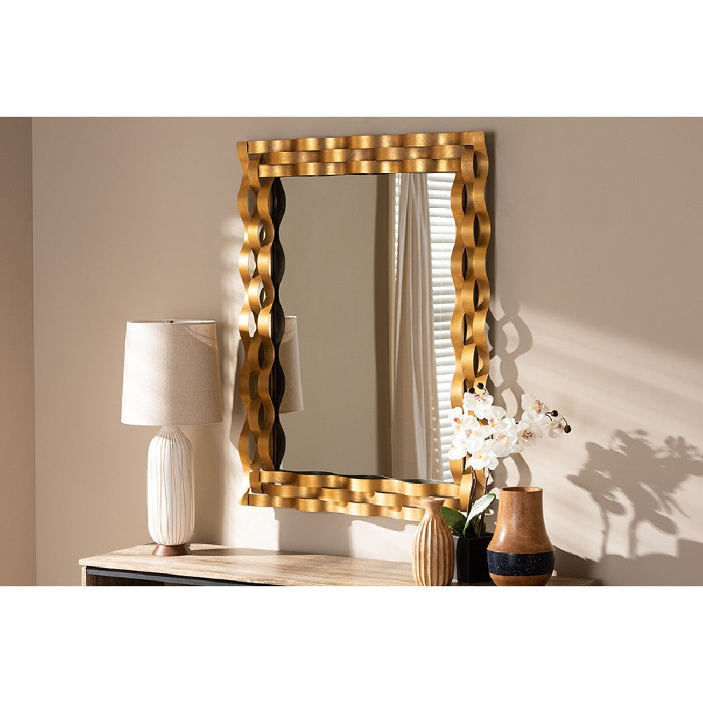 Baxton Studio Arpina Modern and Contemporary Antique Gold Finished Rectangular Accent Wall Mirror WHI-RXW-8002