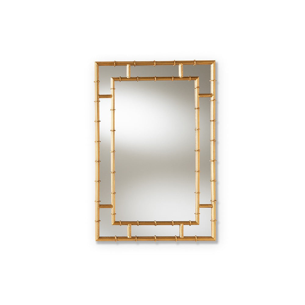 Baxton Studio Adra Modern and Contemporary Gold Finished Bamboo Accent Wall Mirror WHI-RXW-8008