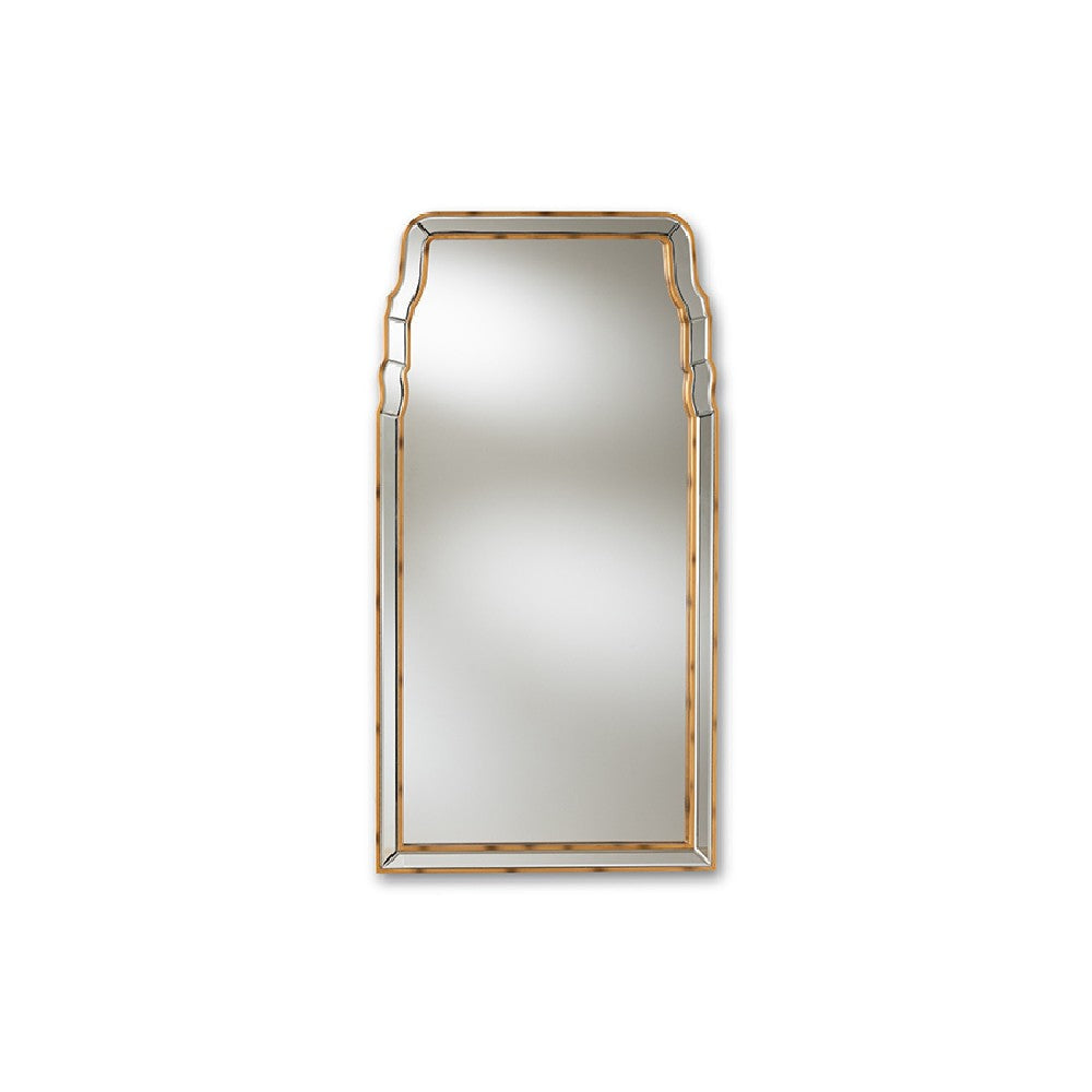 Baxton Studio Alice Modern and Contemporary Queen Anne Style Antique Gold Finished Accent Wall Mirror WHI-RXW-8011