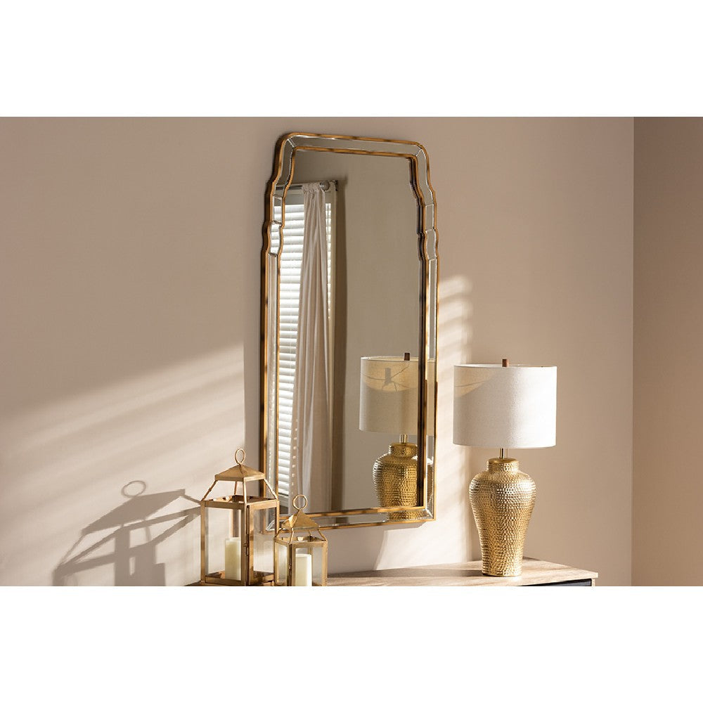 Baxton Studio Alice Modern and Contemporary Queen Anne Style Antique Gold Finished Accent Wall Mirror WHI-RXW-8011