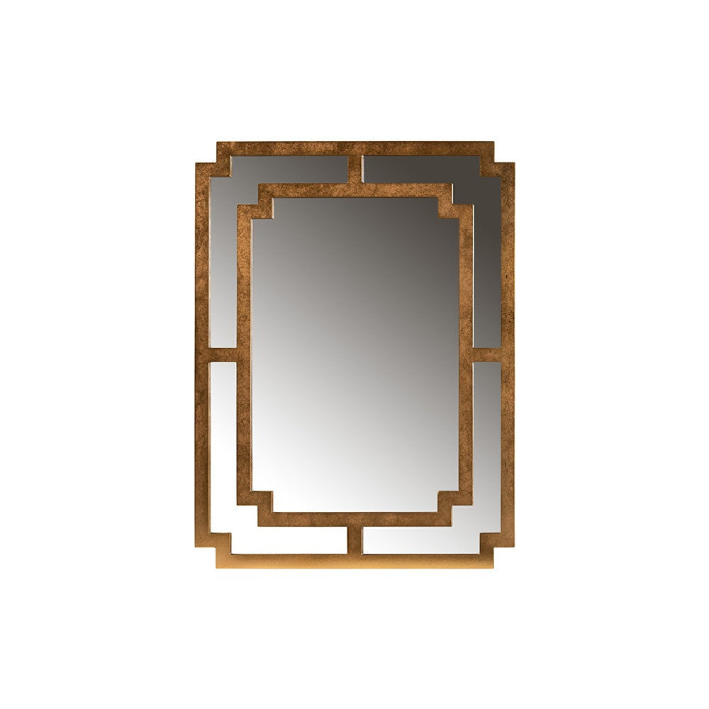 Baxton Studio Dayana Modern and Contemporary Antique Gold Finished Wood Accent Wall Mirror WHI-RXW-8460