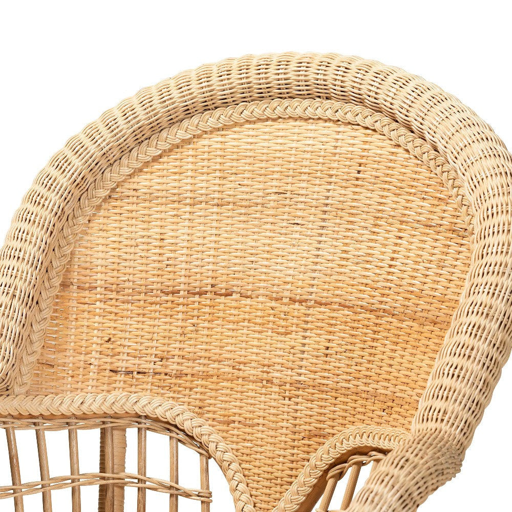 bali & pari Ratu Modern Bohemian Natural Brown Rattan Accent Chair WHI-Ratu-Rattan-AC