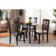 Baxton Studio Rava Modern and Contemporary Dark Brown Finished Wood 5-Piece Dining Set