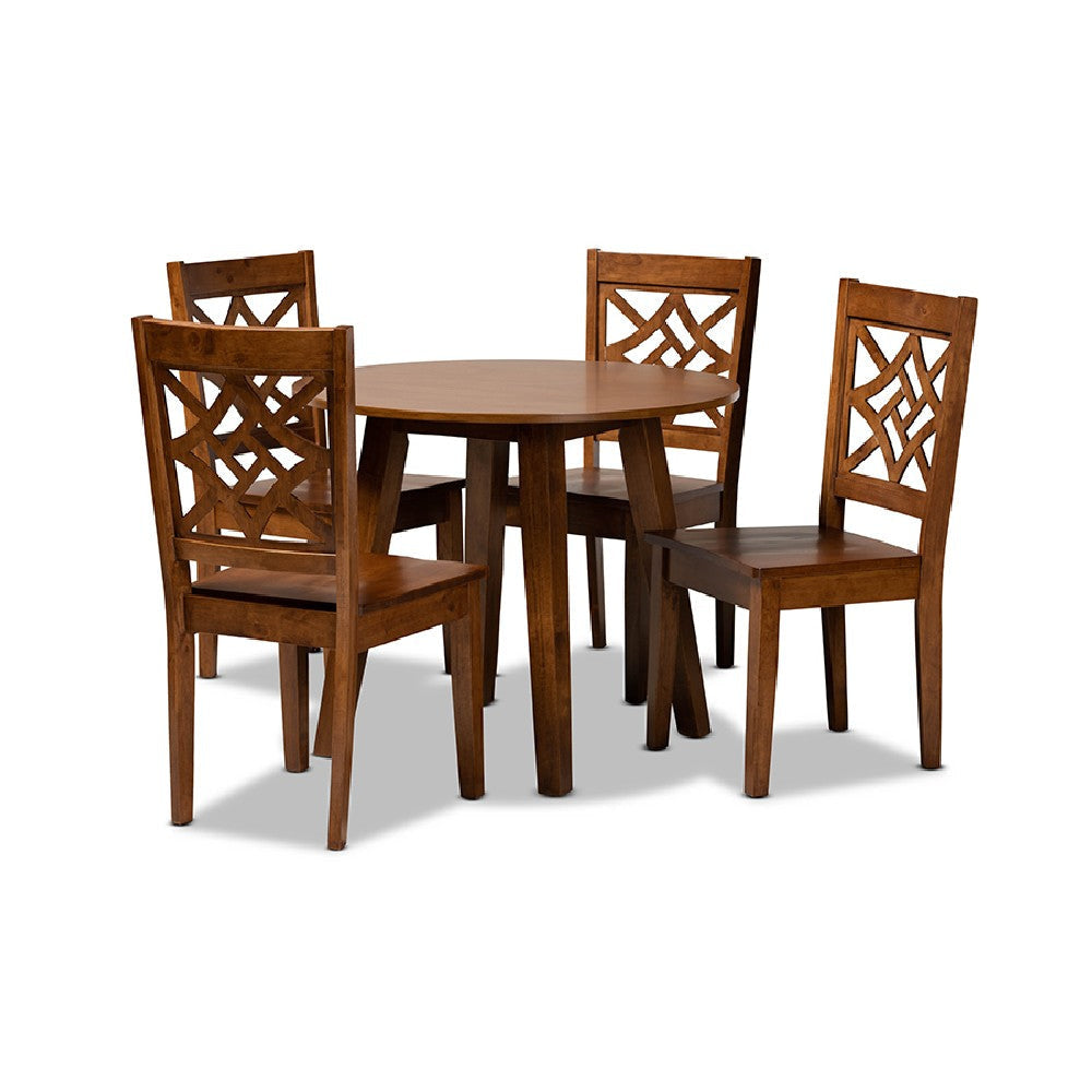 Baxton Studio Rava Modern and Contemporary Walnut Brown Finished Wood 5-Piece Dining Set