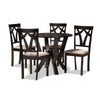 Baxton Studio Reagan Modern and Contemporary Sand Fabric Upholstered and Dark Brown Finished Wood 5-Piece Dining Set