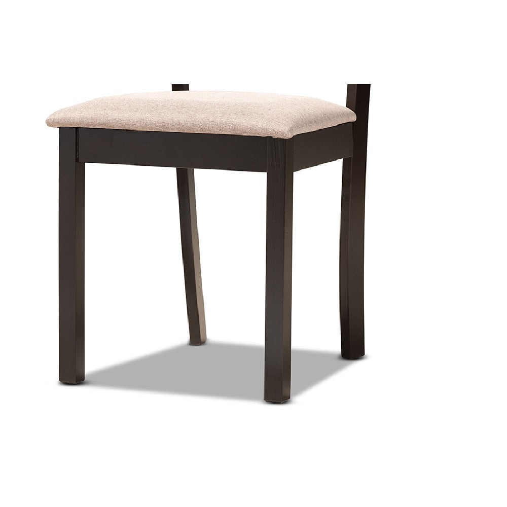 Baxton Studio Reagan Modern and Contemporary Sand Fabric Upholstered and Dark Brown Finished Wood 5-Piece Dining Set