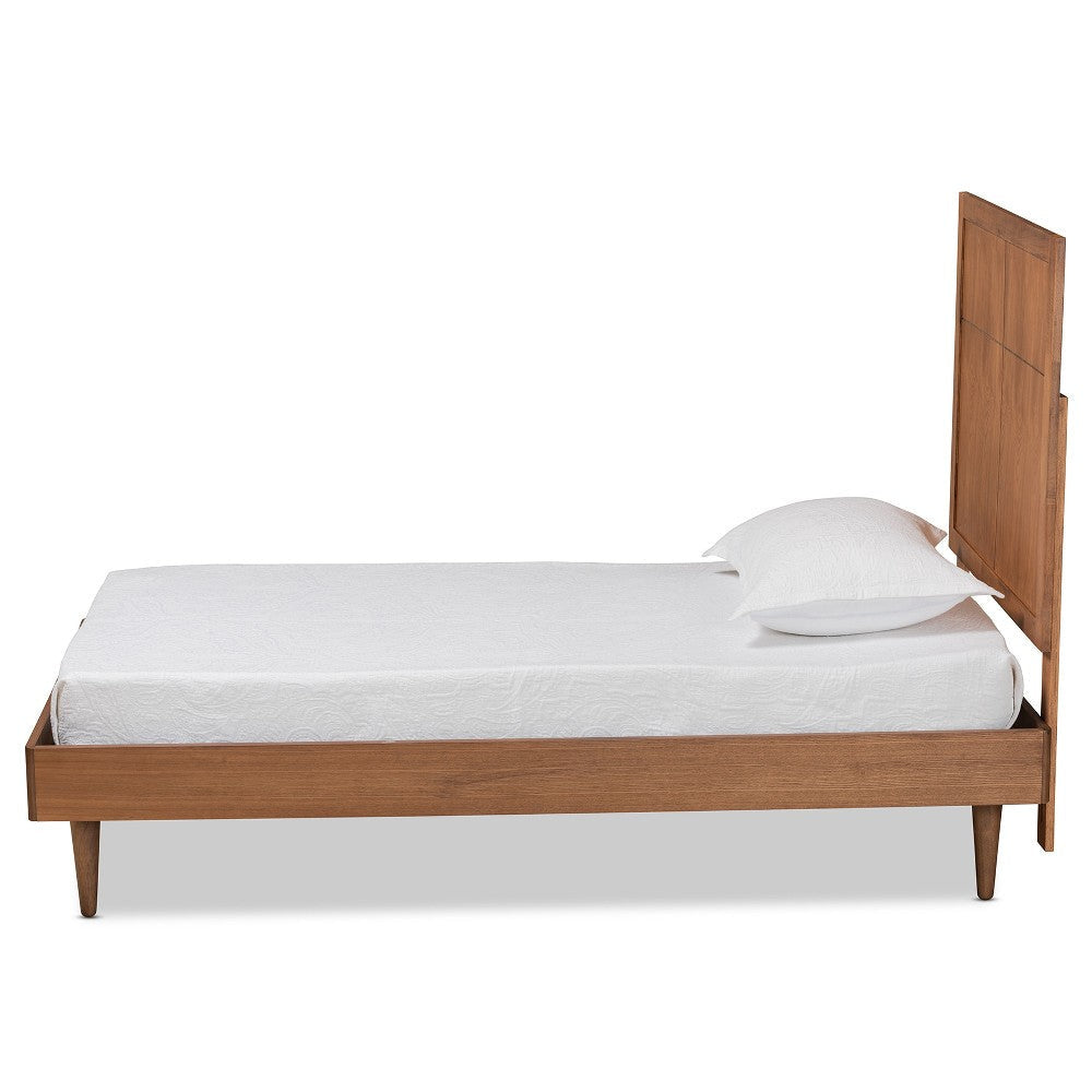 Baxton Studio Rin Mid-Century Modern Walnut Brown Finished Wood Twin Size Platform Bed WHI-Rin-Ash-Walnut-Twin