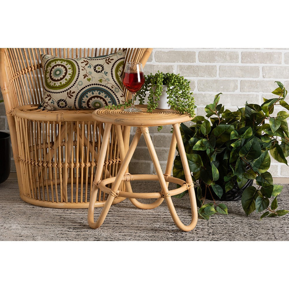 bali & pari Rinjani Modern Bohemian Natural Brown Rattan End Table WHI-Rinjani-Rattan-ET