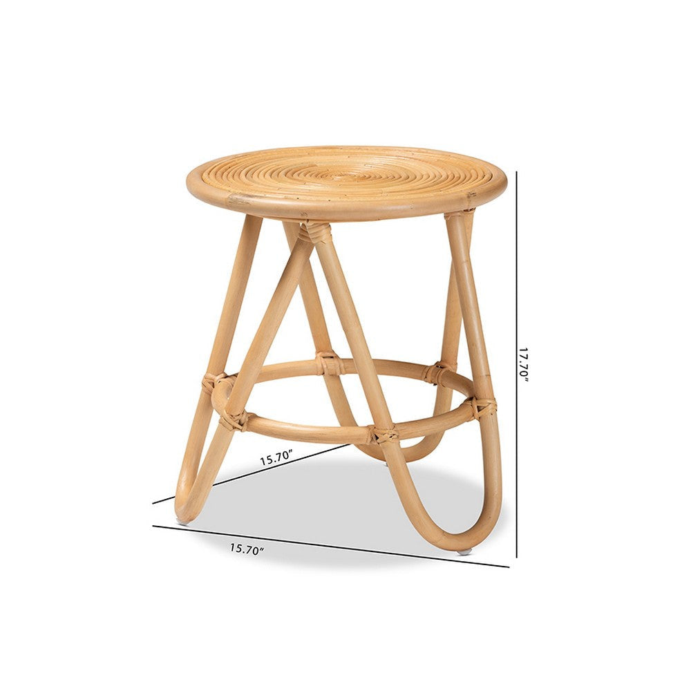 bali & pari Rinjani Modern Bohemian Natural Brown Rattan End Table