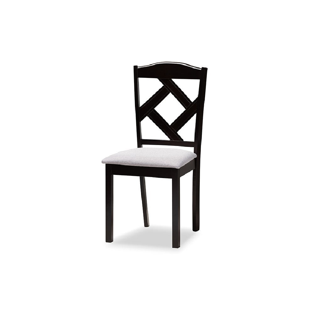 Baxton Studio Riona Modern Transitional Grey Fabric Upholstered and Dark Brown Finished Wood 5-Piece Dining Set