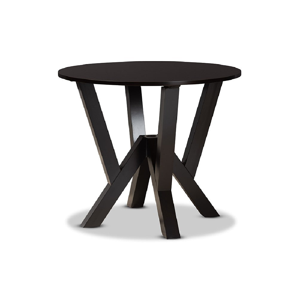Baxton Studio Riona Modern Transitional Grey Fabric Upholstered and Dark Brown Finished Wood 5-Piece Dining Set