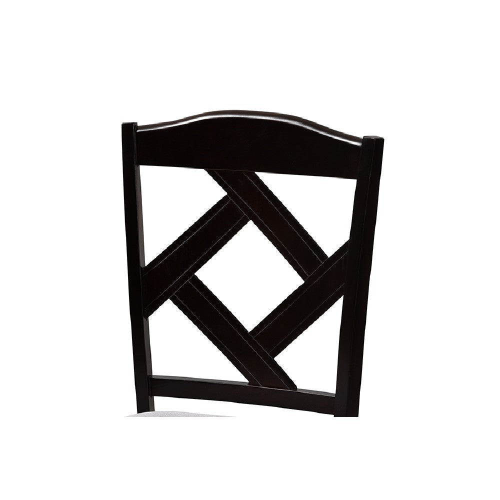 Baxton Studio Riona Modern Transitional Grey Fabric Upholstered and Dark Brown Finished Wood 5-Piece Dining Set