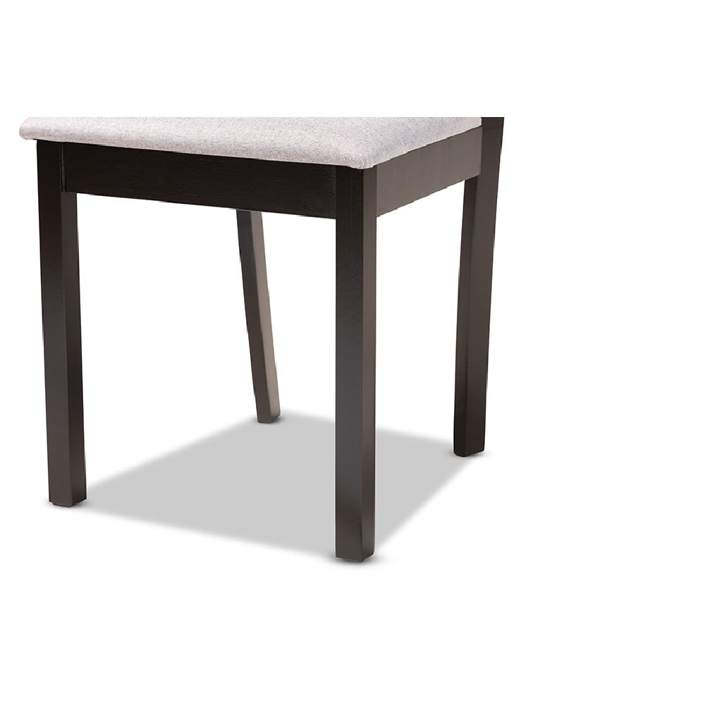 Baxton Studio Riona Modern Transitional Grey Fabric Upholstered and Dark Brown Finished Wood 5-Piece Dining Set