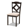 Baxton Studio Riona Sand Fabric Upholstered and Dark Brown Finished Wood 5-Piece Dining Set WHI-Riona-Sand-Dark-Brown-5PC-Dining-Set