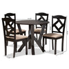 Baxton Studio Riona Sand Fabric Upholstered and Dark Brown Finished Wood 5-Piece Dining Set WHI-Riona-Sand-Dark-Brown-5PC-Dining-Set