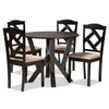 Baxton Studio Riona Sand Fabric Upholstered and Dark Brown Finished Wood 5-Piece Dining Set WHI-Riona-Sand-Dark-Brown-5PC-Dining-Set