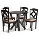 Baxton Studio Riona Sand Fabric Upholstered and Dark Brown Finished Wood 5-Piece Dining Set WHI-Riona-Sand-Dark-Brown-5PC-Dining-Set