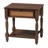 Baxton Studio Roden Transitional Dark Brown Nightstand with Rattan WHI-Roden-Brown-Nightstand