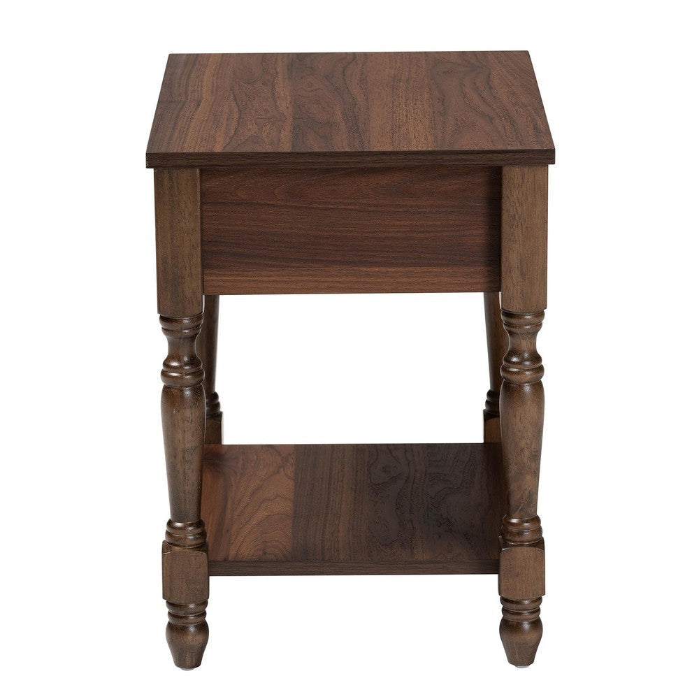 Baxton Studio Roden Transitional Dark Brown Nightstand with Rattan WHI-Roden-Brown-Nightstand
