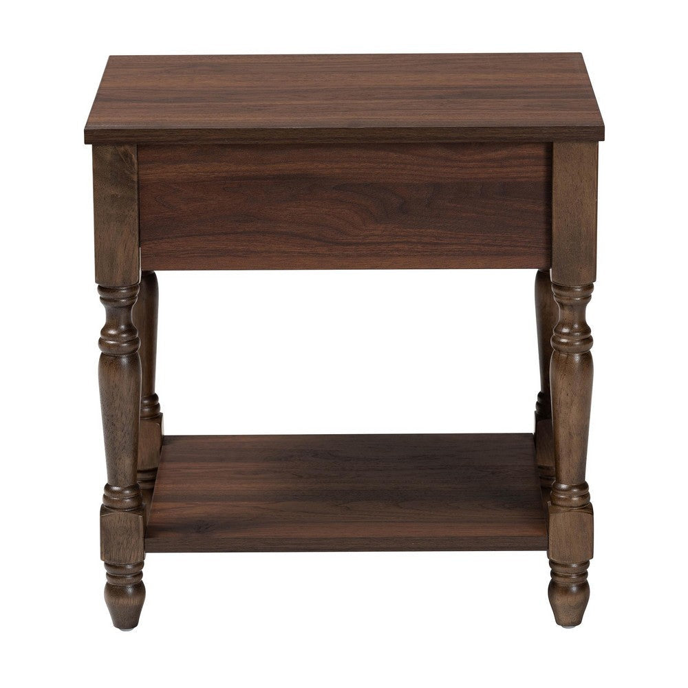Baxton Studio Roden Transitional Dark Brown Nightstand with Rattan WHI-Roden-Brown-Nightstand