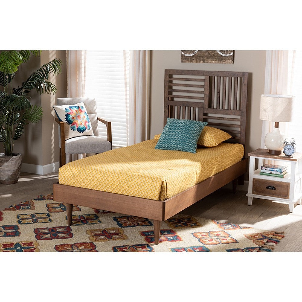 Baxton Studio Romy Modern and Contemporary Walnut Brown Finished Wood Twin Size Platform Bed WHI-Romy-Ash Walnut-Twin