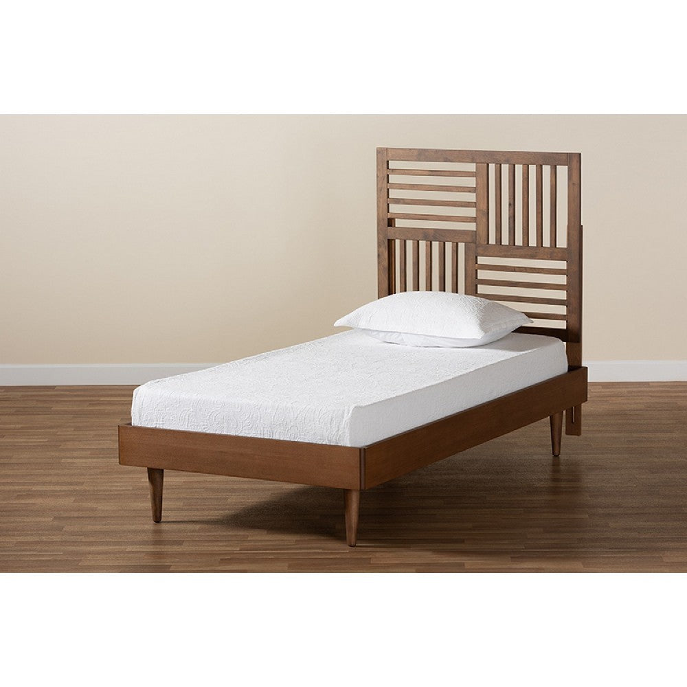 Baxton Studio Romy Modern and Contemporary Walnut Brown Finished Wood Twin Size Platform Bed WHI-Romy-Ash Walnut-Twin