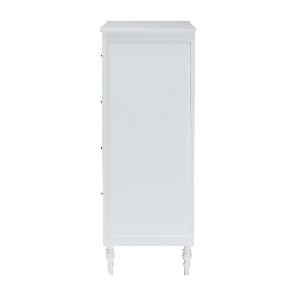 Baxton Studio Roni Modern White Wood 4-Drawer Chest with Scalloped Edges WHI-Roni-White-Chest