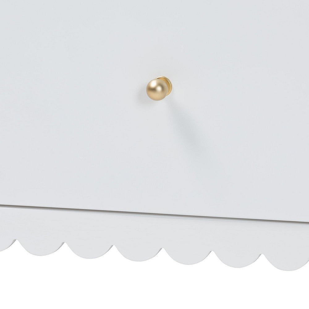 Baxton Studio Roni Modern White Wood 4-Drawer Chest with Scalloped Edges WHI-Roni-White-Chest
