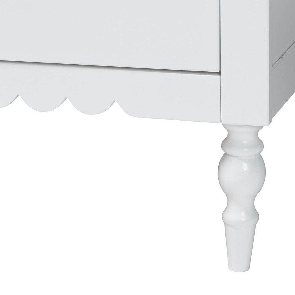 Baxton Studio Roni Modern White Wood 4-Drawer Chest with Scalloped Edges WHI-Roni-White-Chest