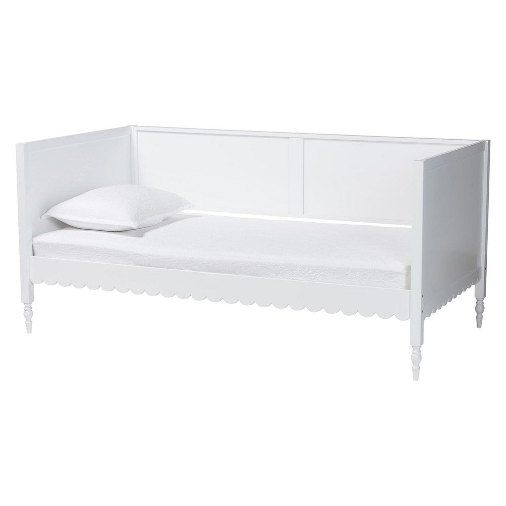 Baxton Studio Roni Modern White Wood Twin Daybed with Scalloped Edges WHI-Roni-White-Daybed-Twin