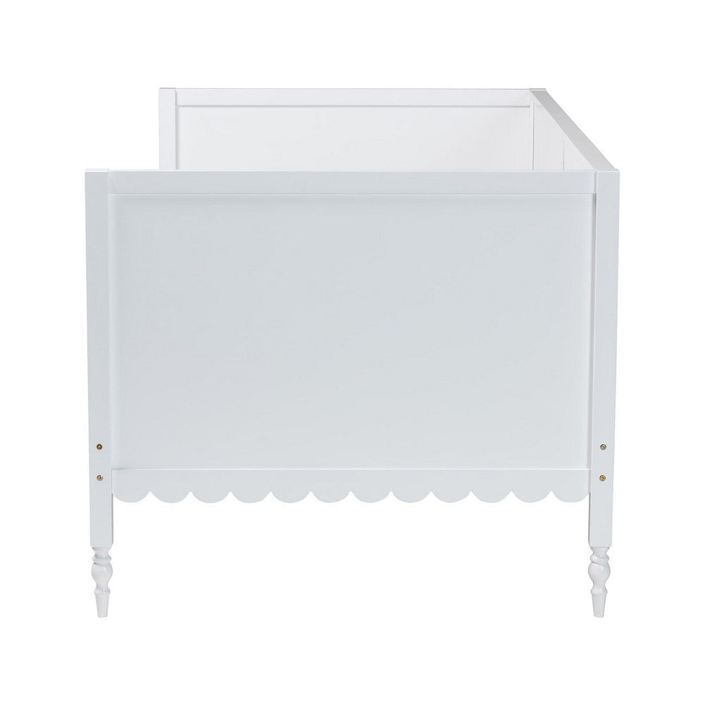 Baxton Studio Roni Modern White Wood Twin Daybed with Scalloped Edges WHI-Roni-White-Daybed-Twin