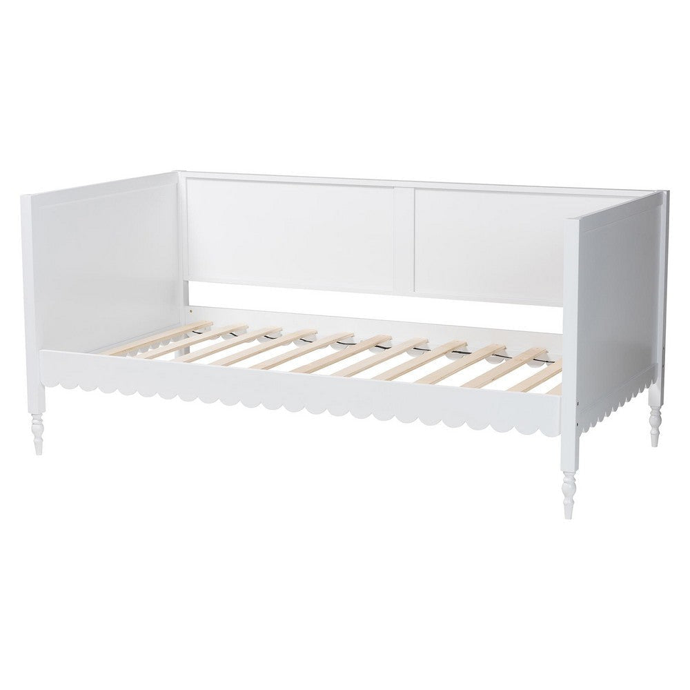 Baxton Studio Roni Modern White Wood Twin Daybed with Scalloped Edges WHI-Roni-White-Daybed-Twin