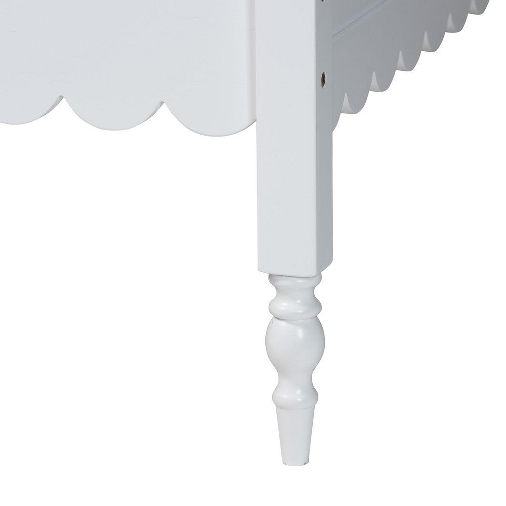 Baxton Studio Roni Modern White Wood Twin Daybed with Scalloped Edges WHI-Roni-White-Daybed-Twin