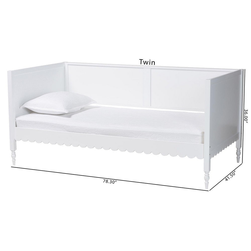 Baxton Studio Roni Modern White Wood Twin Daybed with Scalloped Edges WHI-Roni-White-Daybed-Twin