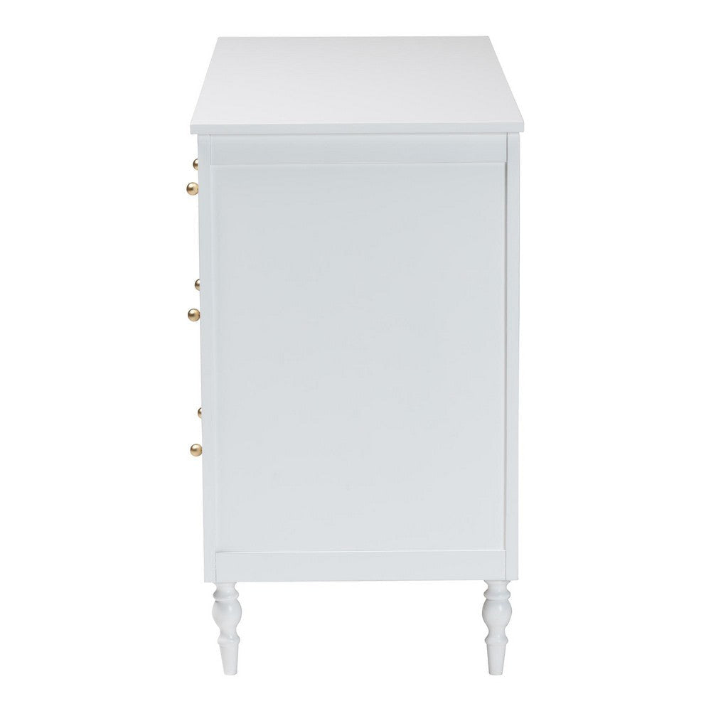 Baxton Studio Roni Modern White Wood 7-Drawer Dresser with Scalloped Edges WHI-Roni-White-Dresser