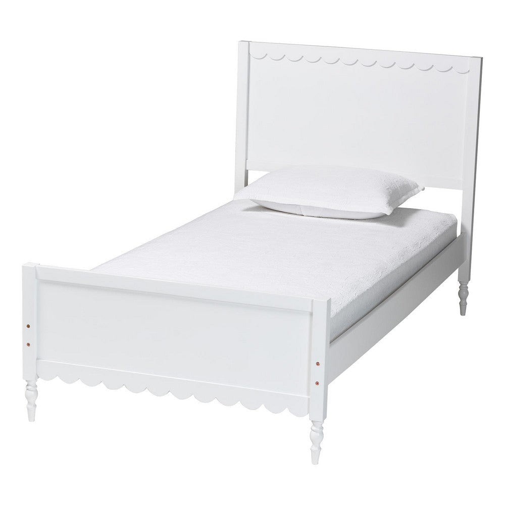 Baxton Studio Roni Modern White Wood Full Platform Bed with Scalloped Edges WHI-Roni-White-Full