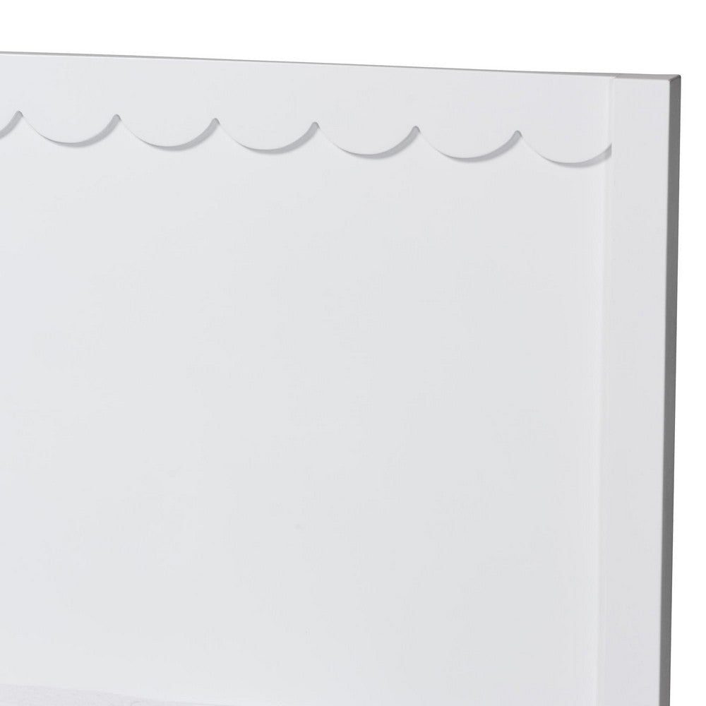 Baxton Studio Roni Modern White Wood Full Platform Bed with Scalloped Edges WHI-Roni-White-Full