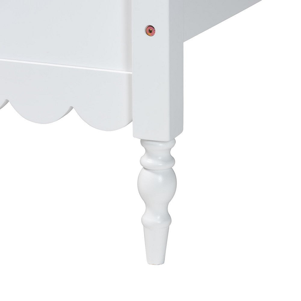 Baxton Studio Roni Modern White Wood Twin Platform Bed with Scalloped Edges WHI-Roni-White-Twin
