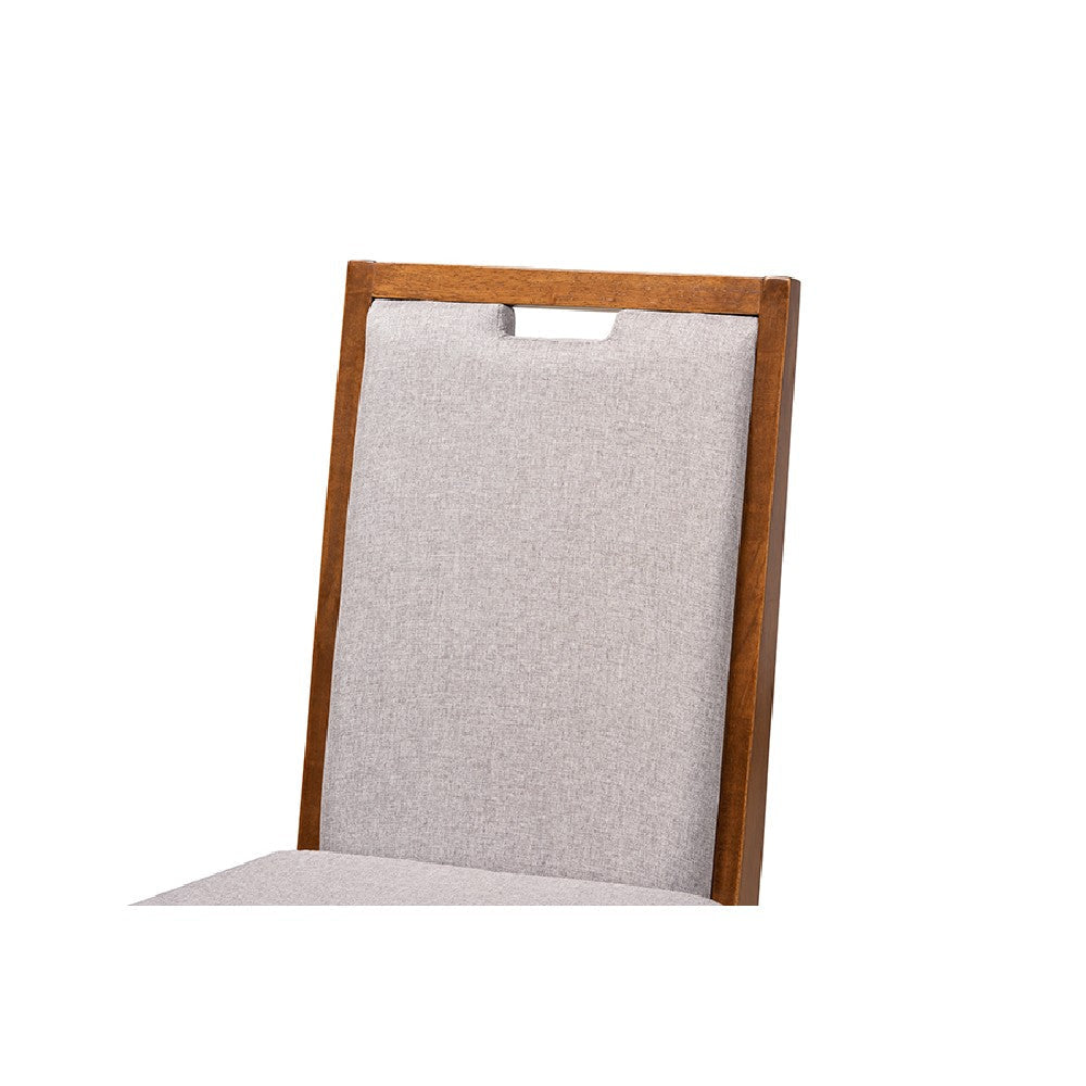 Baxton Studio Rosa Modern and Contemporary Grey Fabric Upholstered and Walnut Brown Finished Wood 5-Piece Dining Set