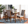 Baxton Studio Rosa Modern and Contemporary Grey Fabric Upholstered and Walnut Brown Finished Wood 5-Piece Dining Set